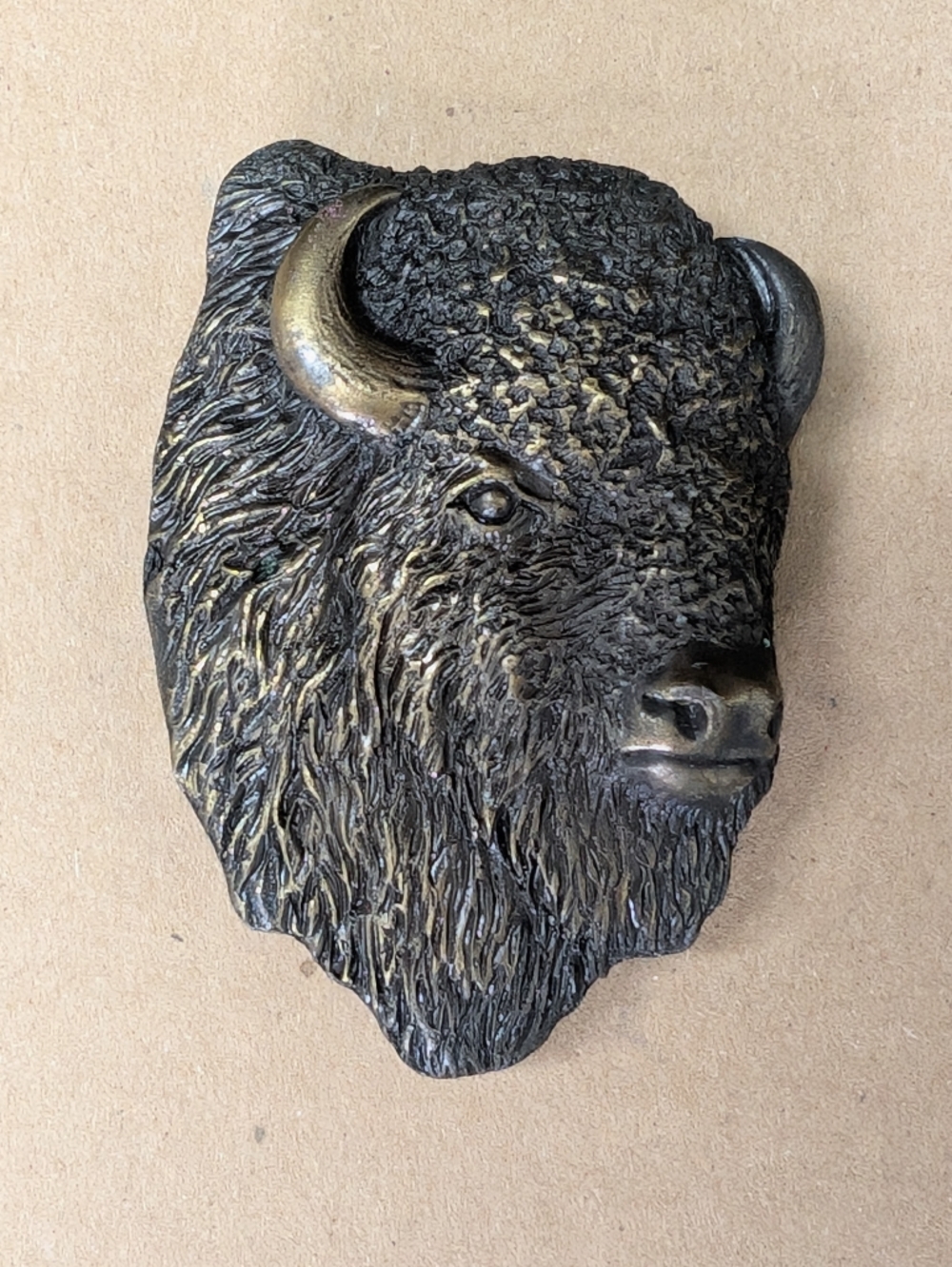 Vintage Bronze-Tone Buffalo Head Belt Buckle